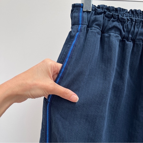Xirena Rex pants M blue navy tide cotton drawstring side stripe cropped pant USA - Picture 3 of 12